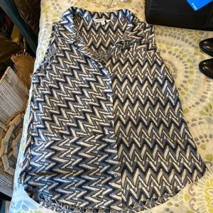 Liverpool Womens sleeveless button down top blue/white size M